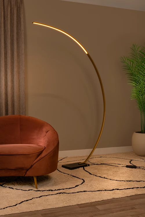 Lucide CURVE - Lámpara de arco - LED Regul. - 1x15W 2700K - Oro mate / Latón - ambiente 1